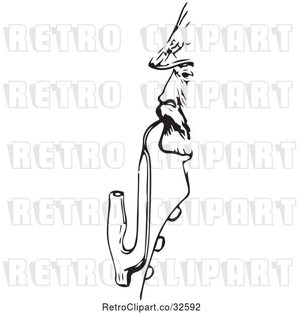 Vector Clip Art of Retro Guy with a Pipe in