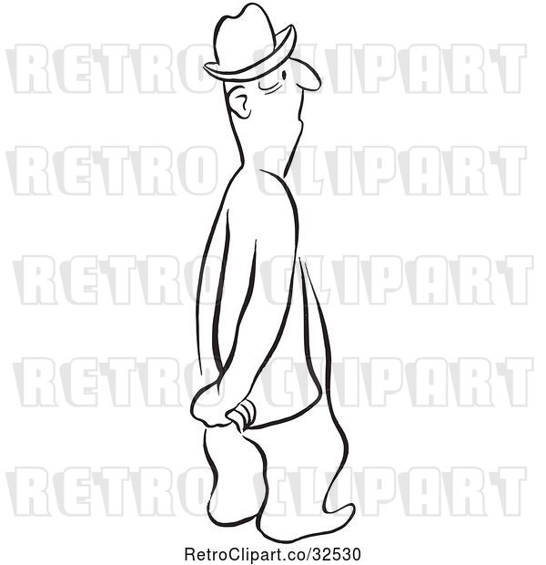 Vector Clip Art of Retro Guy with His Hands Behind His Back