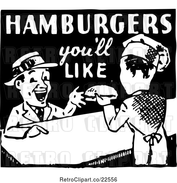 Vector Clip Art of Retro Hamburgers Youll like Sign