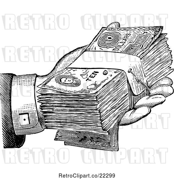 Vector Clip Art of Retro Hand Giving Cash
