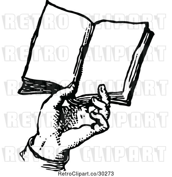 Vector Clip Art of Retro Hand Holding a Book