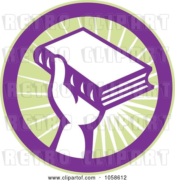 Vector Clip Art of Retro Hand Holding a Book in a Circle