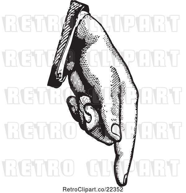 Vector Clip Art of Retro Hand Pointing down