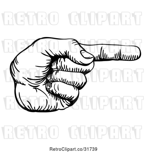 Vector Clip Art of Retro Hand Pointing Right