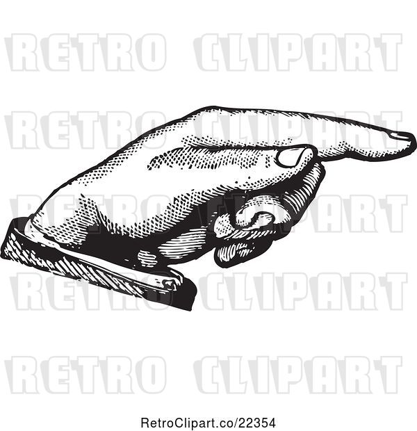 Vector Clip Art of Retro Hand Pointing to the Right