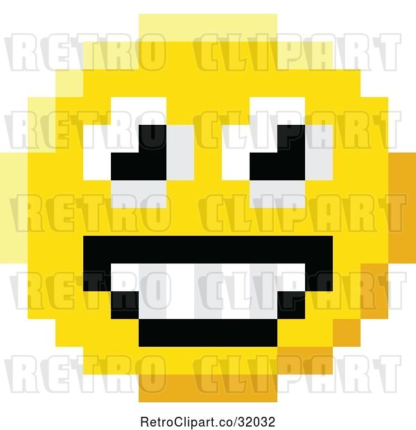 Vector Clip Art of Retro Happy Cartoon 8 Bit Video Game Style Emoji Smiley Face