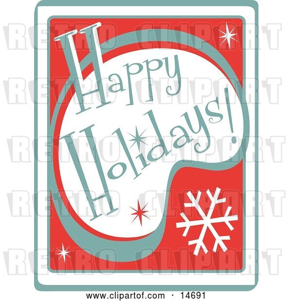 Vector Clip Art of Retro Happy Holidays Greeting Clipart Illustration
