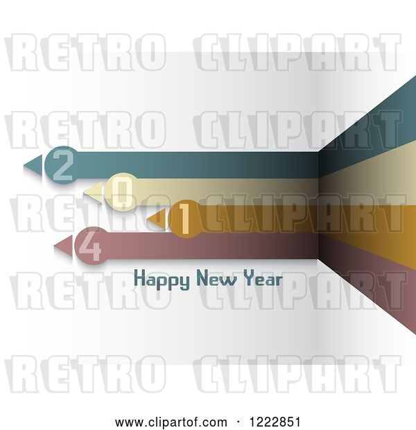 Vector Clip Art of Retro Happy New Year 2014 Arrow Corner Greeting