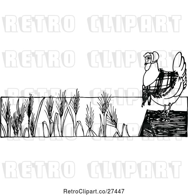 Vector Clip Art of Retro Hen by Wheat