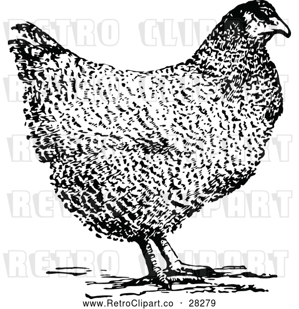 Vector Clip Art of Retro Hen Chicken