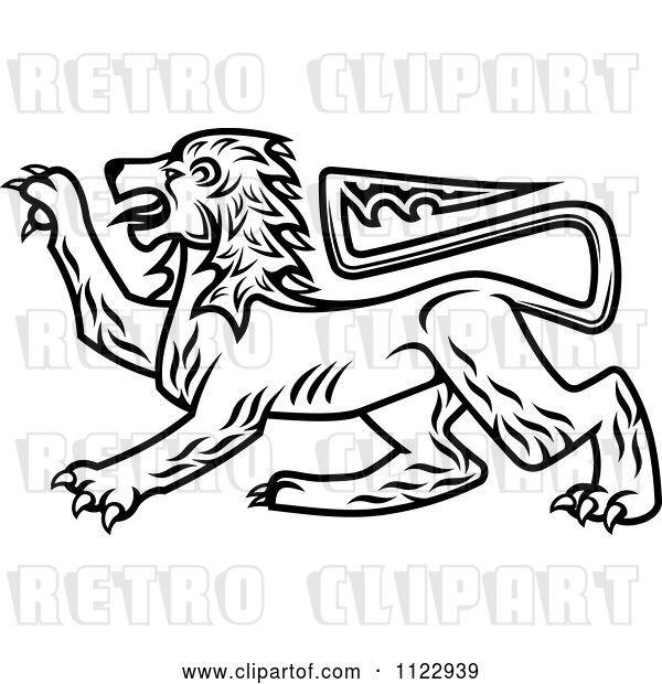Vector Clip Art of Retro Heraldic Lion 2