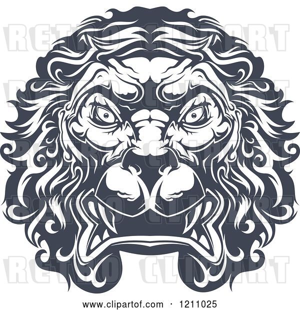 Vector Clip Art of Retro Heraldic Lion Face