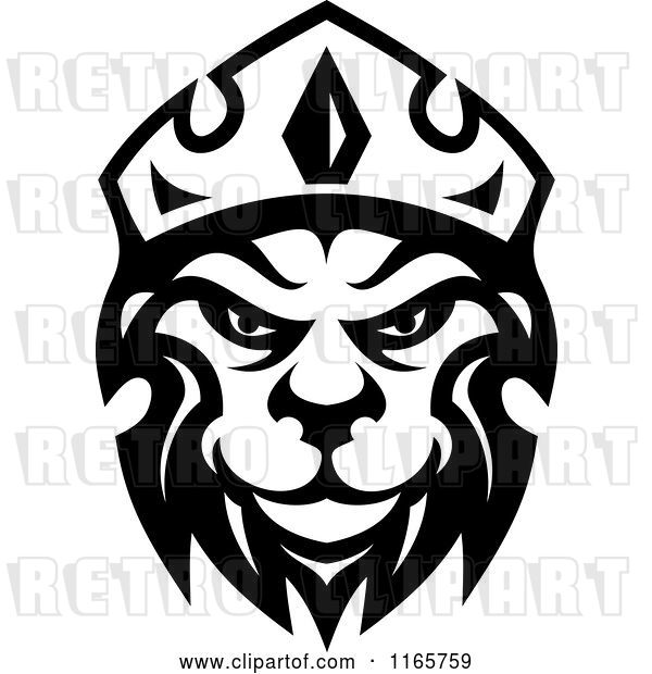Vector Clip Art of Retro Heraldic Lion with a Crown 4