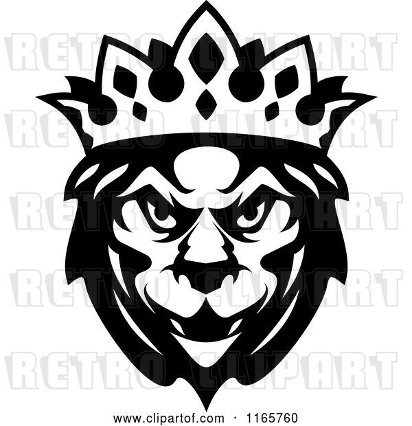 Vector Clip Art of Retro Heraldic Lion with a Crown