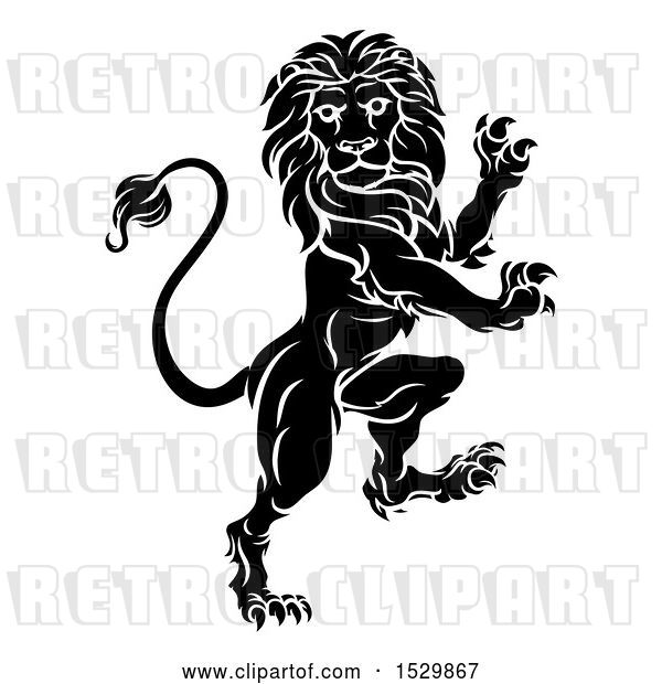 Vector Clip Art of Retro Heraldic Rampant Lion