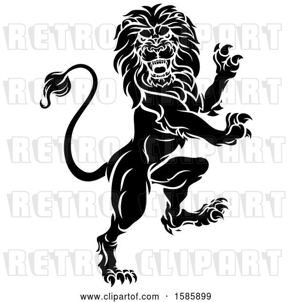 Vector Clip Art of Retro Heraldic Rampant Lion