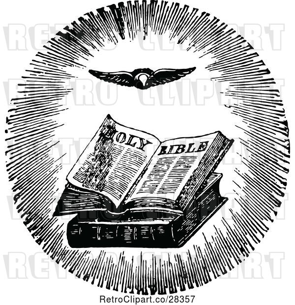 Vector Clip Art of Retro Holy Bible and Flying Eagle