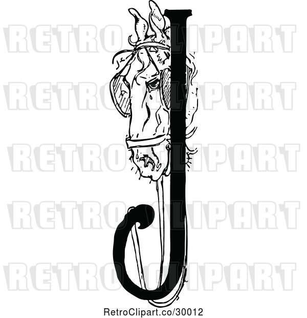 Vector Clip Art of Retro Horse and Letter J