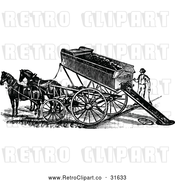 Vector Clip Art of Retro Horse Drawn Mining Cart