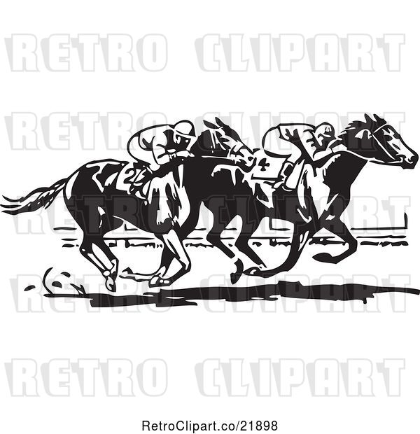 Vector Clip Art of Retro Horse Race