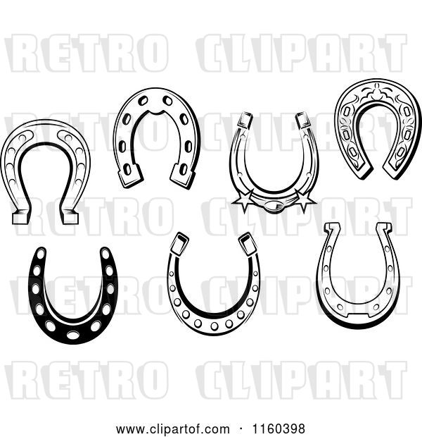 Vector Clip Art of Retro Horseshoes 2