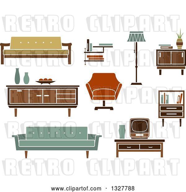 Vector Clip Art of Retro Household Furniture 2