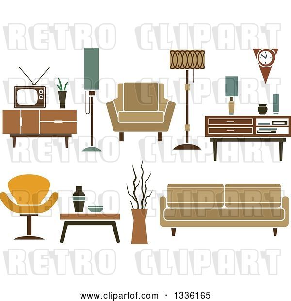 Vector Clip Art of Retro Household Furniture 5