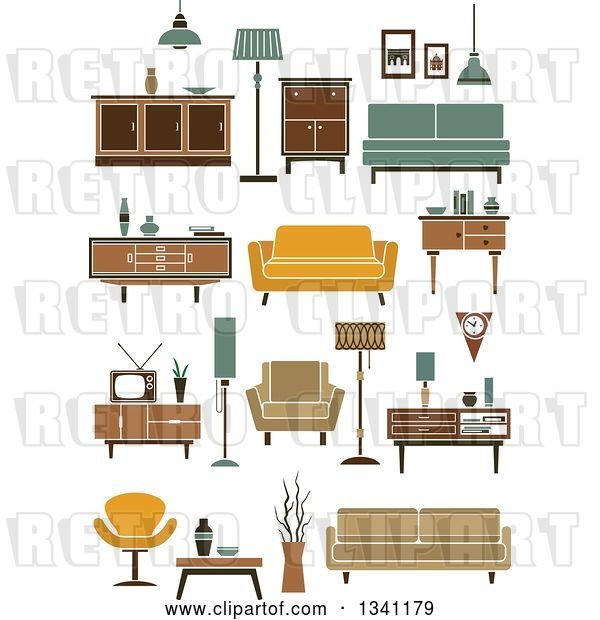 Vector Clip Art of Retro Household Furniture 7