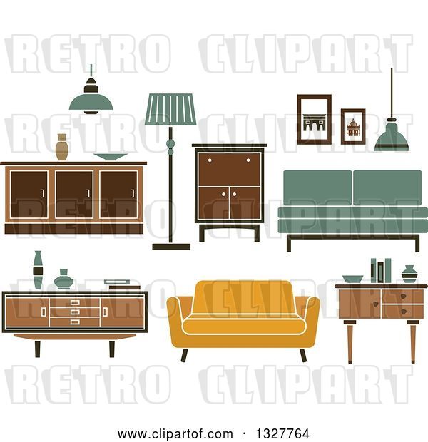 Vector Clip Art of Retro Household Furniture