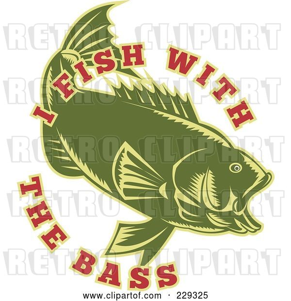 Vector Clip Art of Retro I Fish with the Bass Text Around a Fish
