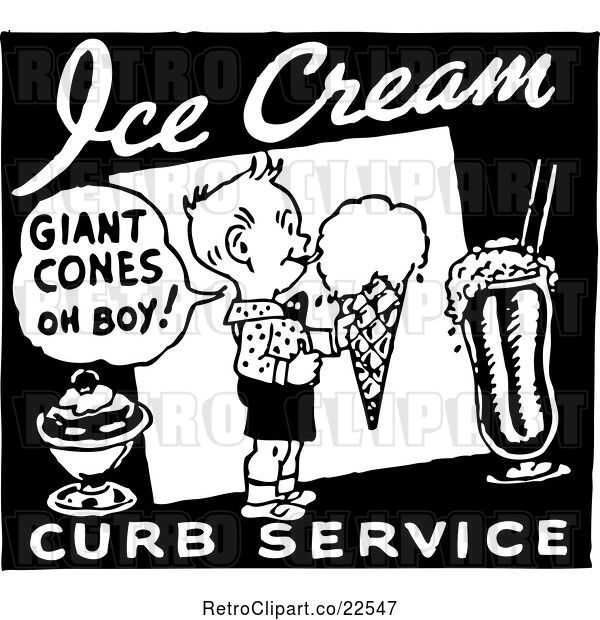 Vector Clip Art of Retro Ice Cream Curb Service Sign