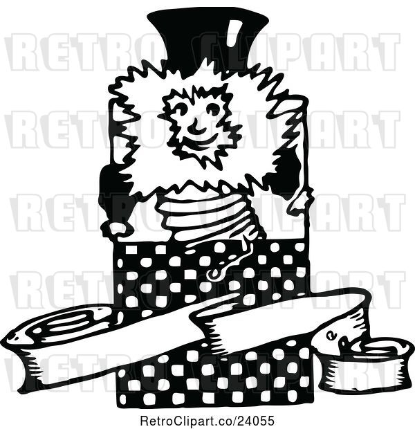 Vector Clip Art of Retro Jack in the Box and Banner