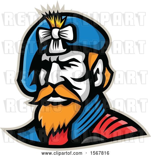 Vector Clip Art of Retro Jacobite Highlander Mascot Wearing a Beret