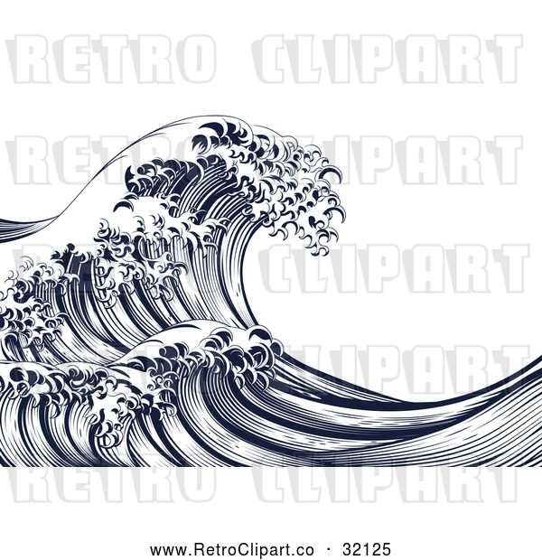 Vector Clip Art of Retro Japanese Styled Ocean Wave