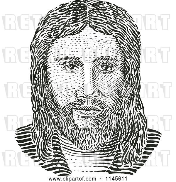 Vector Clip Art of Retro Jesus Engraving