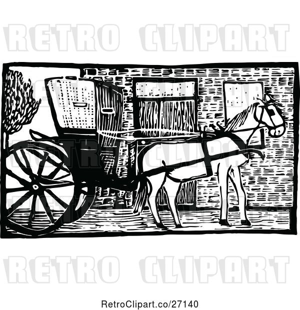 Vector Clip Art of Retro John Gilpin Horse Cart