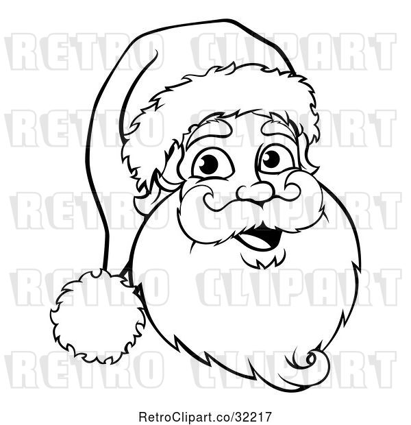 Vector Clip Art of Retro Jolly Santa Claus Face