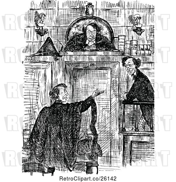 Vector Clip Art of Retro Judge and Lawyers