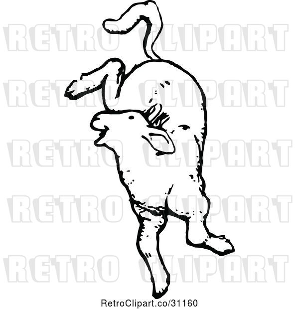 Vector Clip Art of Retro Jumping Lamb 2