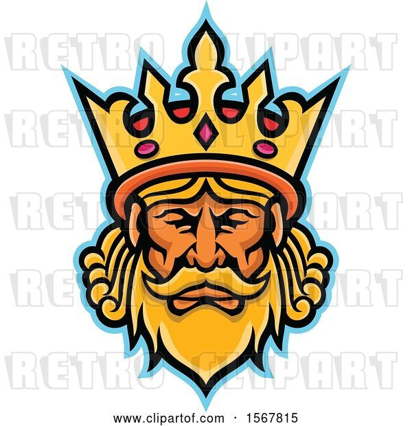 Vector Clip Art of Retro King and Crown Head