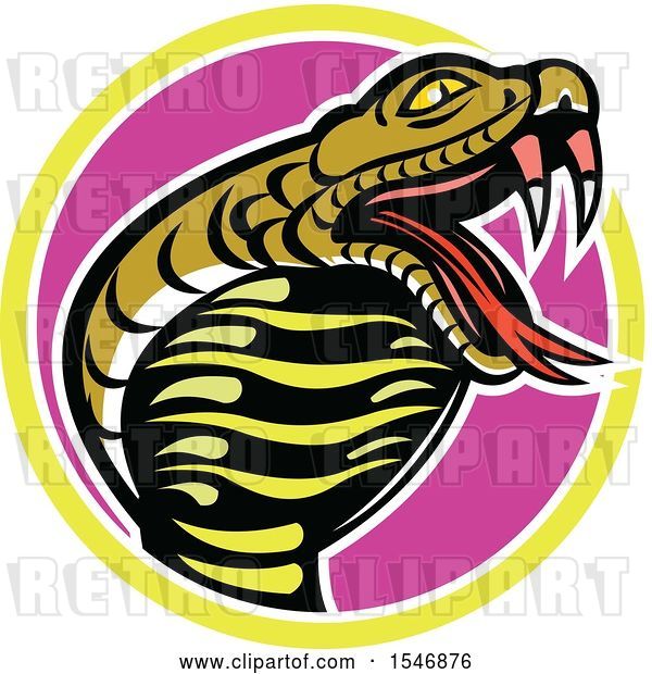 Vector Clip Art of Retro King Cobra Snake Mascot in a Circle