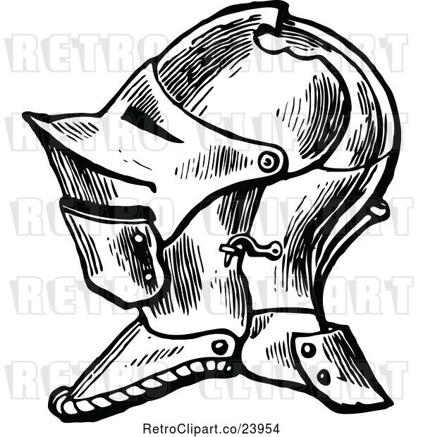 Vector Clip Art of Retro Knight Helmet