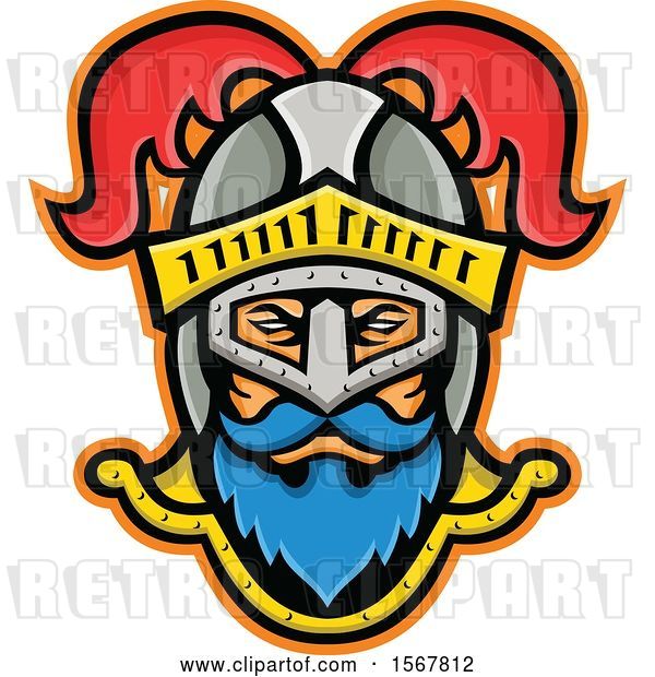 Vector Clip Art of Retro Knight Wearing a Plumed Helmet