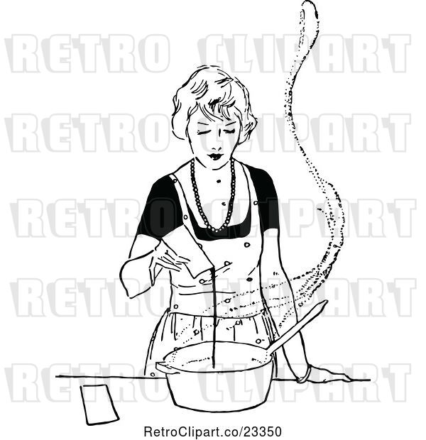 Vector Clip Art of Retro Lady Cooking