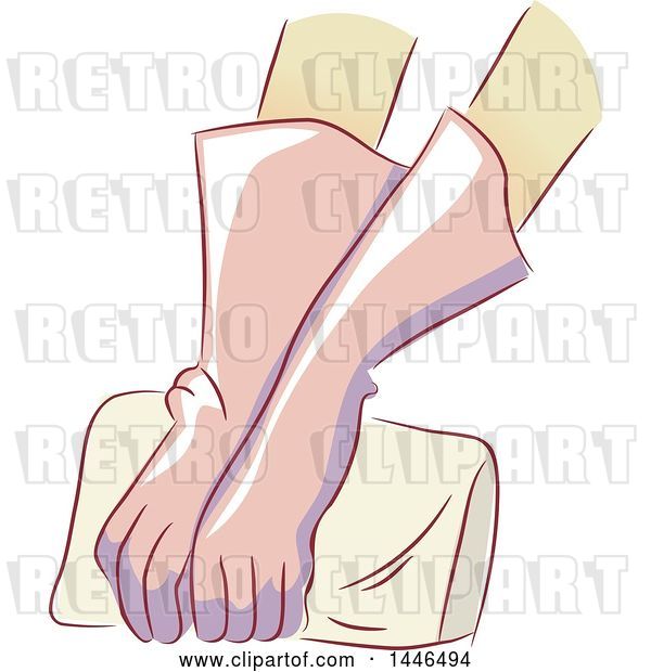 Vector Clip Art of Retro Lady in Gloves, Holding a Clutch