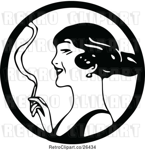Vector Clip Art of Retro Lady Smoking