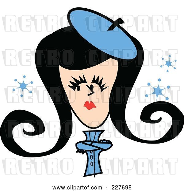 Vector Clip Art of Retro Lady Standing with Her Arms Crossed in the Snow