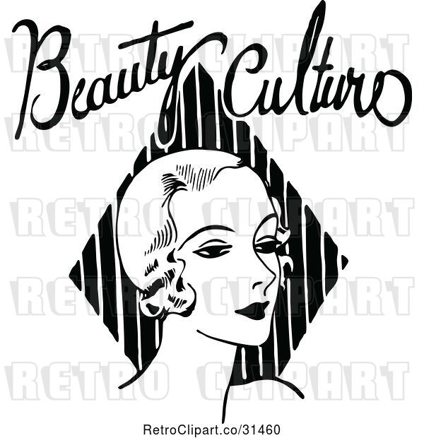 Vector Clip Art of Retro Lady with Beauty Culture Text