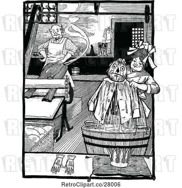 Vector Clip Art of Retro Land of Oz Scarecrow Being Washed