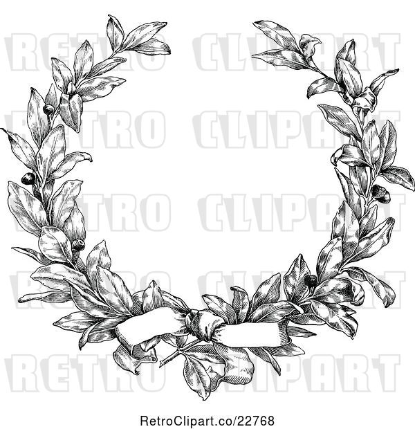 Vector Clip Art of Retro Laurel Wreath and Bow